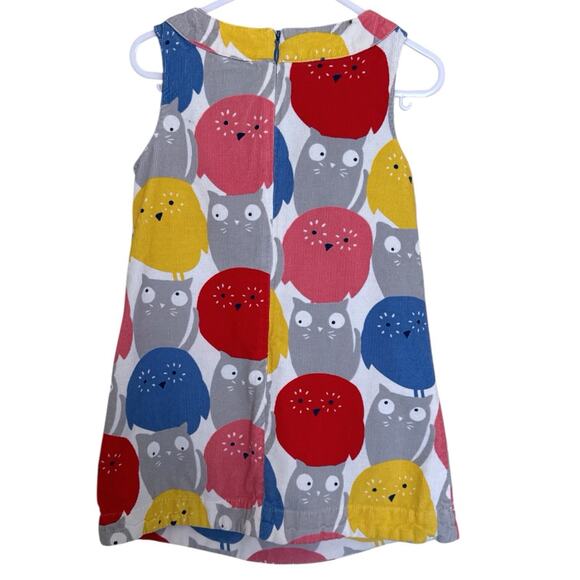 Mini Boden Corduroy Gray Cats and Primary Colored Owls Jumper Dress Size 2/3Y - Picture 2 of 7